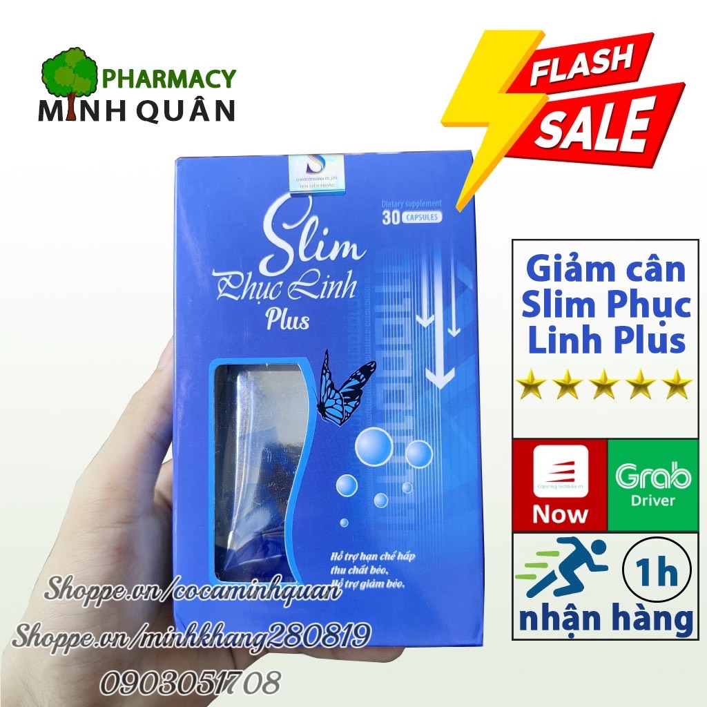 Slim Phục Linh Plus Hộp 30 viên uống giảm béo không mệt mỏi trẻ đẹp da giảm cân an toàn hiệu quả