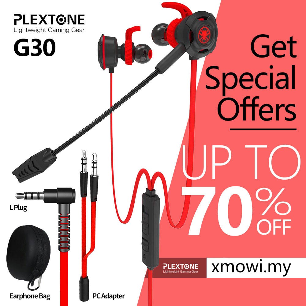 Tai nghe chơi game tai nghe nhét tai 3.5mm plextone G30 giảm tiếng ồn với túi tròn