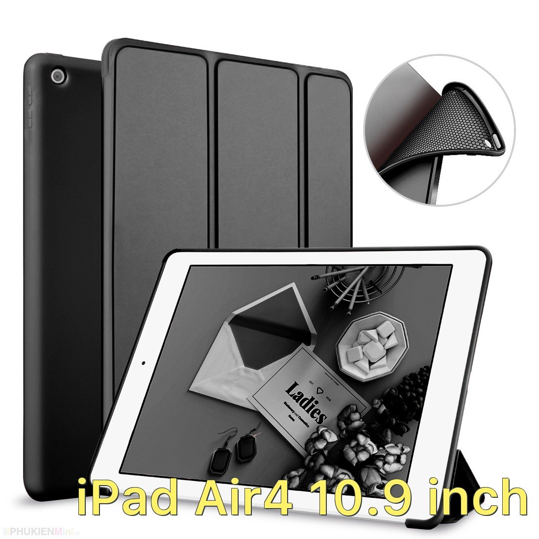 Bao da smart cover lưng dẻo nắp gập 2 tư thế hỗ trợ tắt mở tự động cho iPad Air 4 10.9 inch