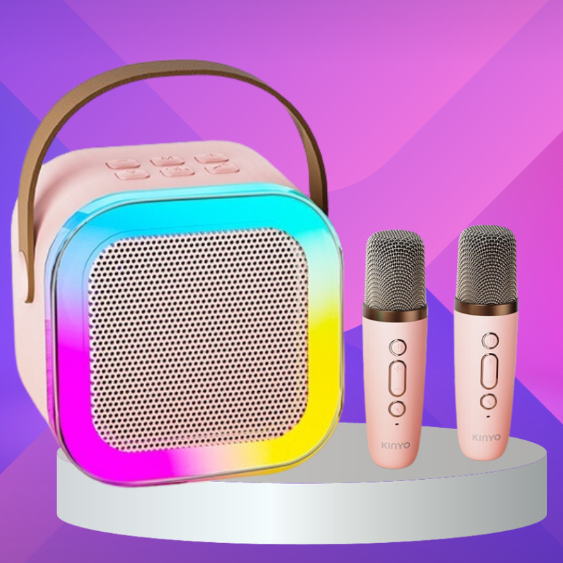 Loa Bluetooth Karaoke Mini K12 kèm mic không dây công suất 10W, Loa Karaoke 2 Mic Thay Đổi Tông Chất Lượng