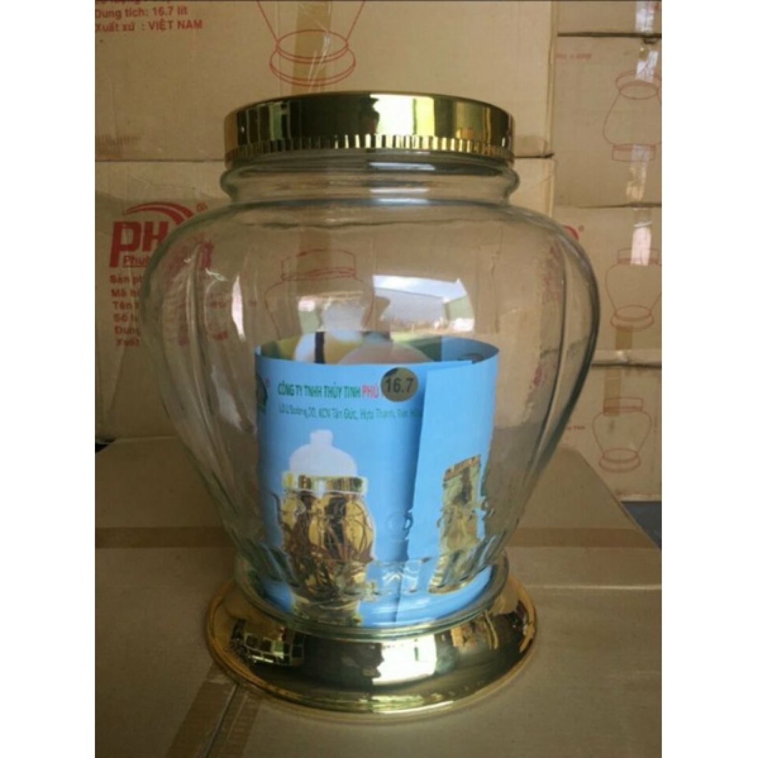 Bình thủy tinh việt nam 16.7 lít phú hòa