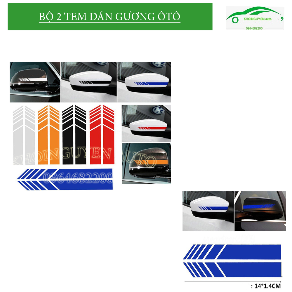 Bộ 2 tem dán gương ô tô hình mang cá