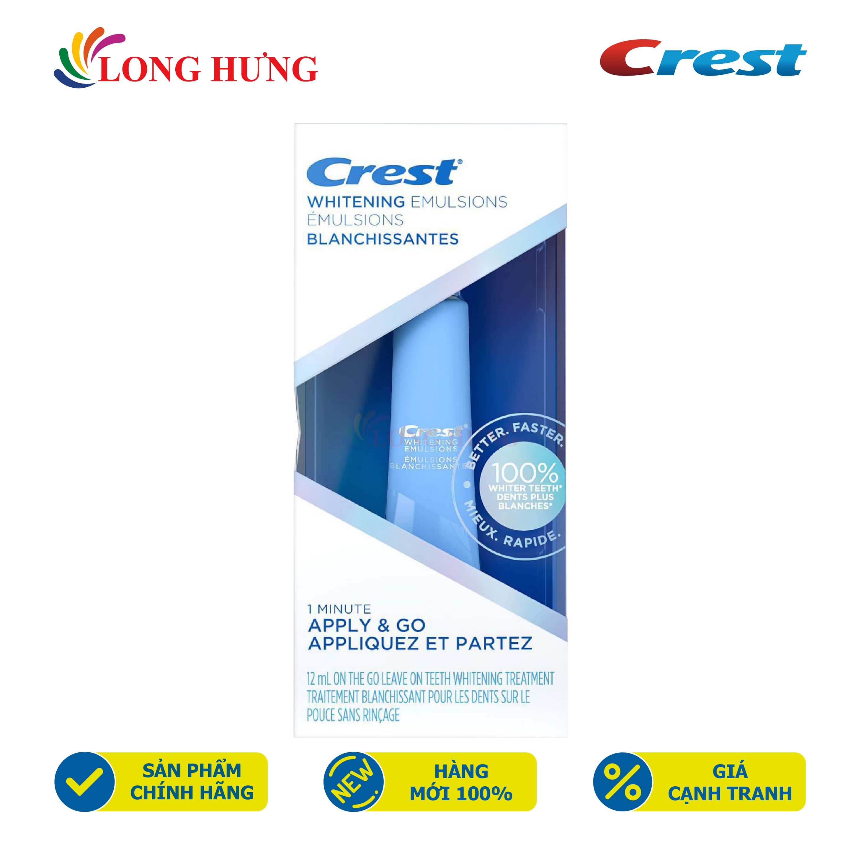 Gel tẩy trắng răng Crest Whitening Emulsions - Làm trắng răng nhanh chóng, giảm ê buốt, sử dụng dễ dàng