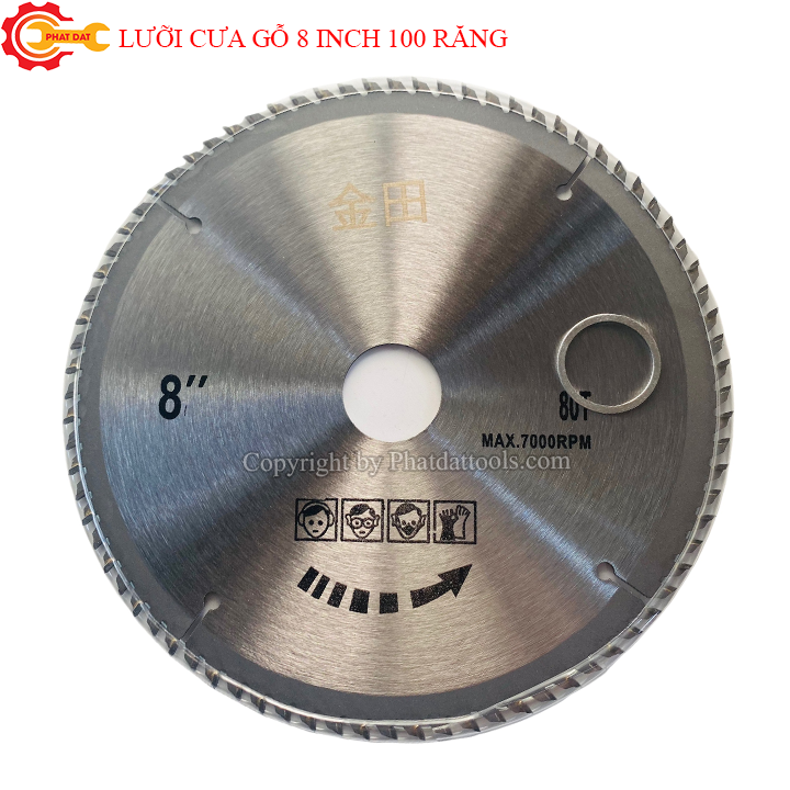 Lưỡi Cưa Gỗ 8 Inch 100 Răng Cho Máy Cưa Bàn XINNADA-Đĩa Cưa Đa Vật Liệu-Lỗ Cốt 25.4-30mm