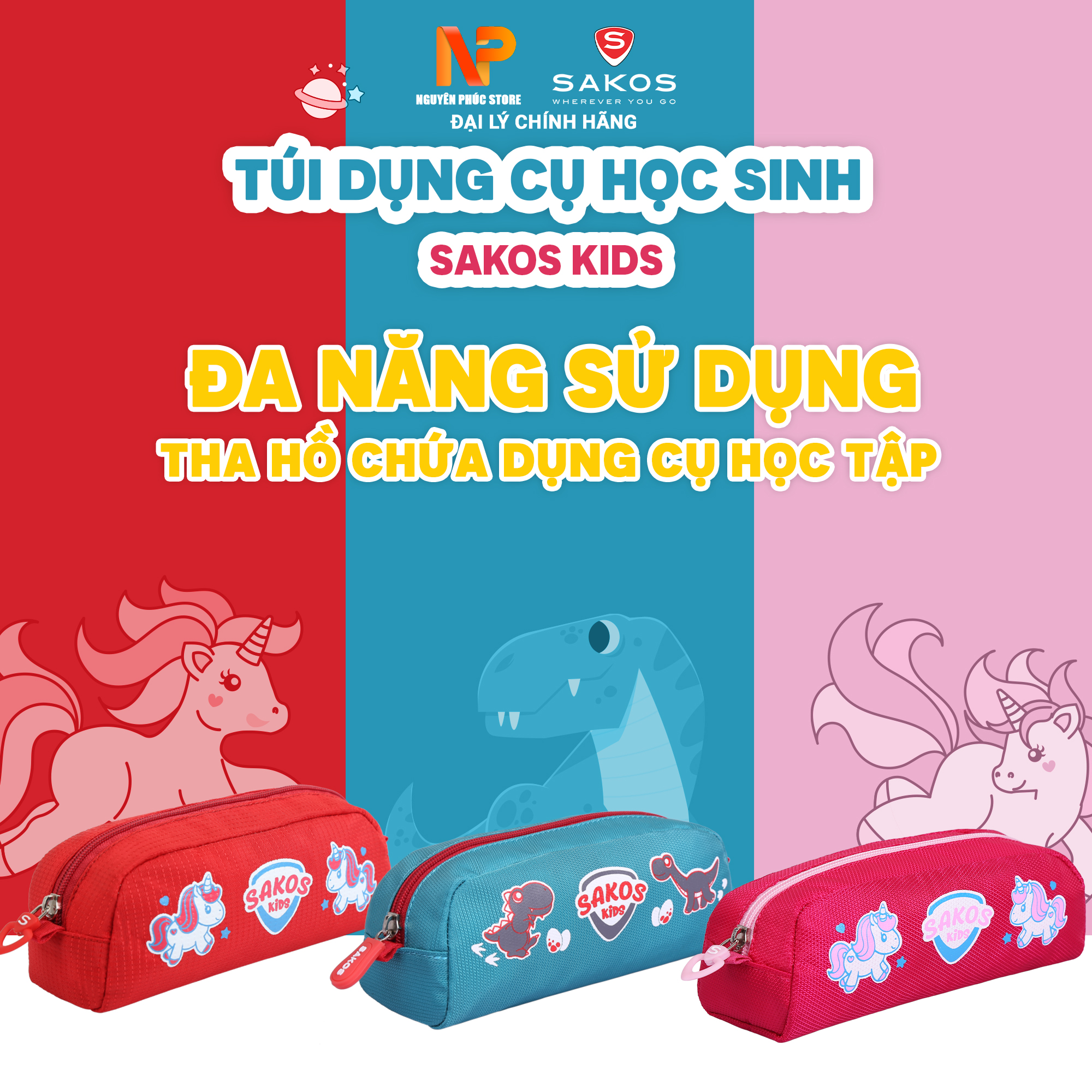 Túi Dụng Cụ Đa Năng Unisex Dùng Cho Học Sinh,Văn Phòng,Sinh viên 2- Hộp bút vải chống nước - Túi Đựng Bút Viết Bền Chắc - Bền Màu - Siêu Nhẹ - Chính Hãng Sakos