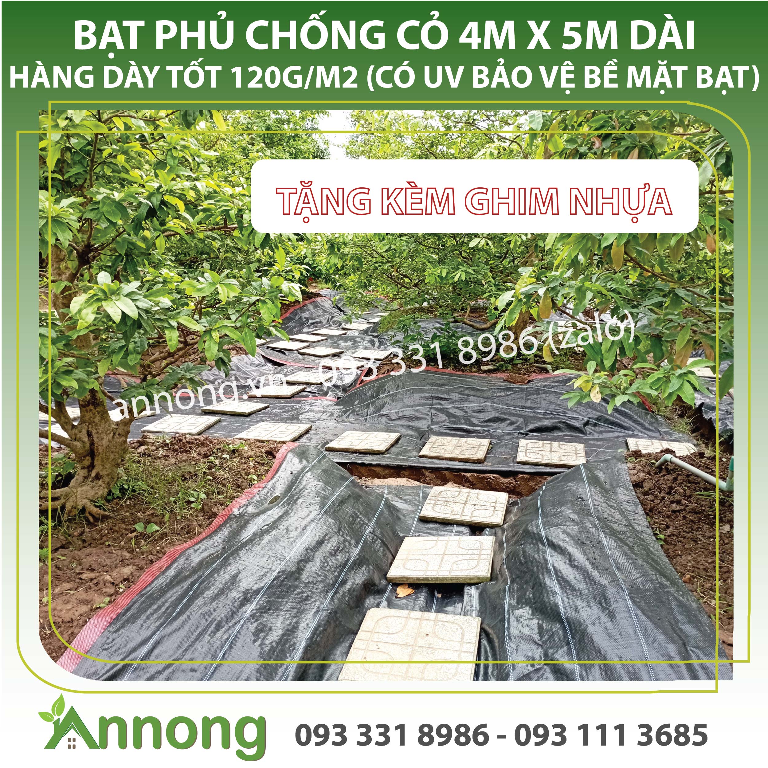 Bạt phủ đất nông nghiệp khổ 4m x 5m - bạt phủ đất chống cỏ