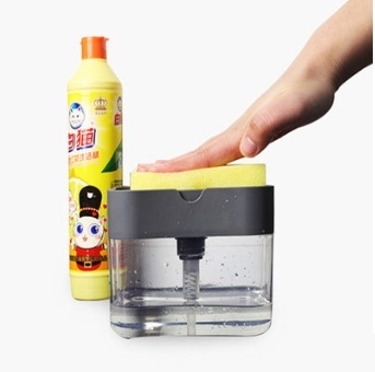 [HCM]Hộp đựng nước rửa chén kèm vòi bơm 2 in 1 kèm miếng rửa chén+ Tặng kèm hình dán như hình- Khay lấy nước rửa chén đa năng