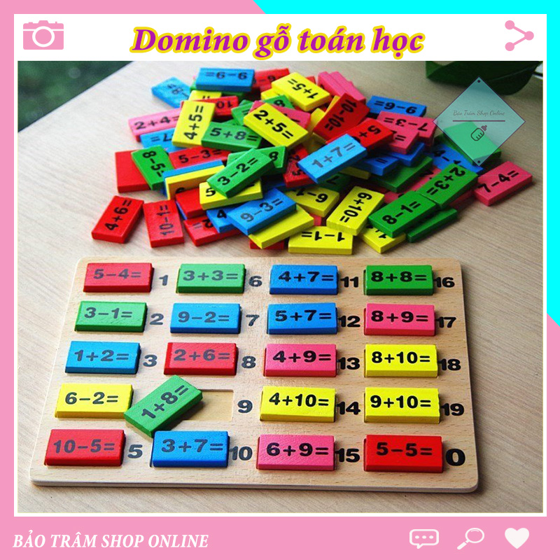 Bộ đồ chơi Domino Toán học bằng gỗ cho trẻ học toán 110 chi tiết Đồ chơi giáo dục