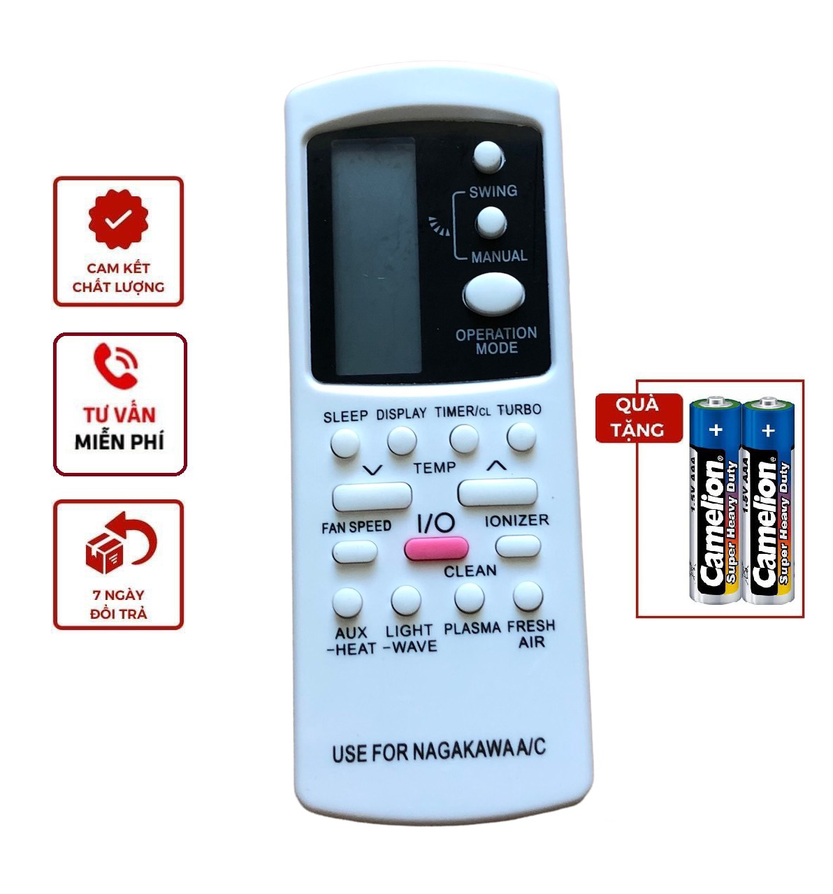 Điều khiển điều hòa Nagakawa - Remote Điều khiển điều hòa Nagakawa - Đầu bấm Điều khiển điều hòa Nagakawa - tặng kèm pin