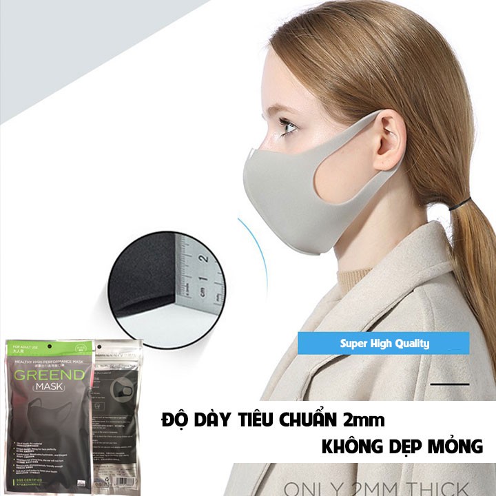 Khẩu trang lọc bụi 3d mút xốp pitta greende