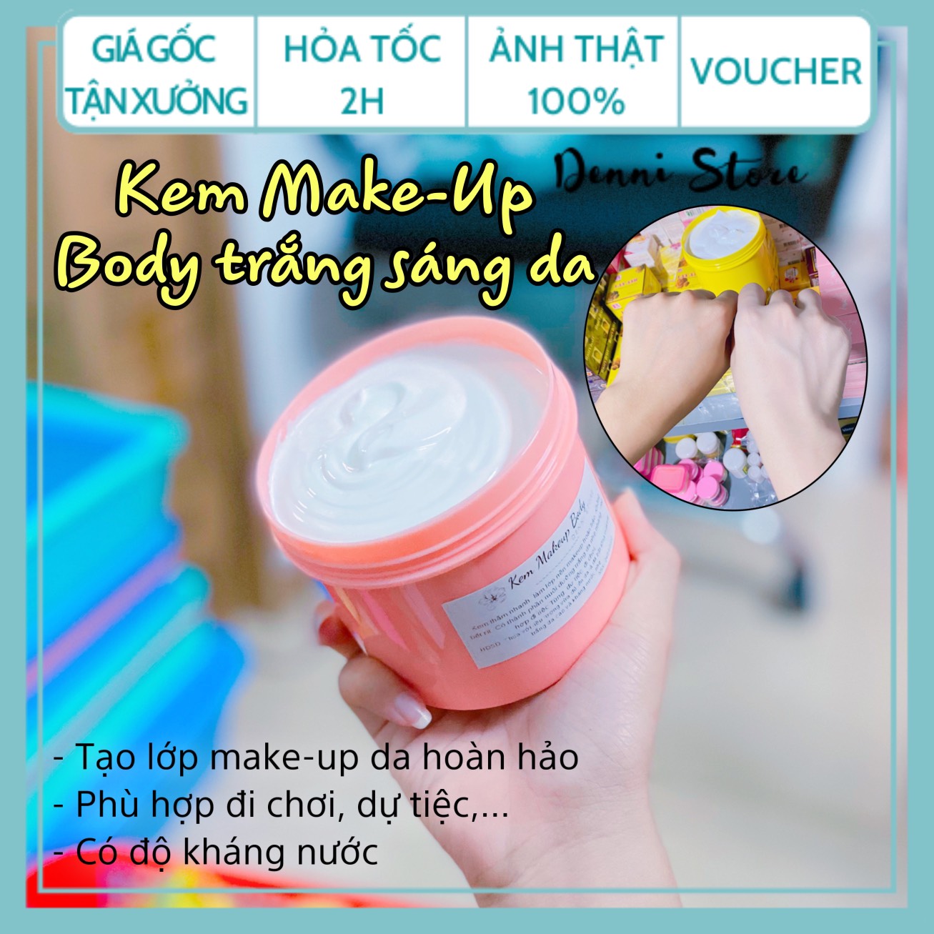 Lẻ hủ kem make-up body cho da trắng sáng 500g