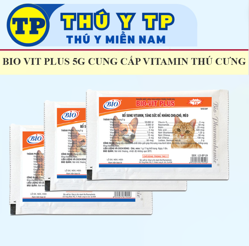 BIO VIT PLUS 5G cung cấp vitamin chó mèo