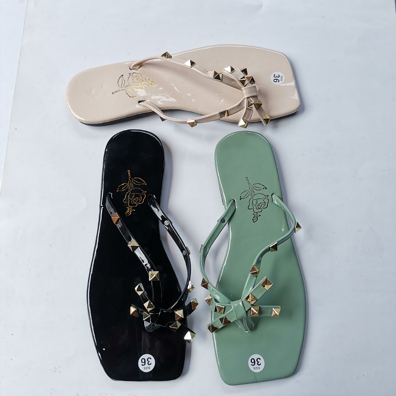 dép kẹp đính đá đế bệt nữ