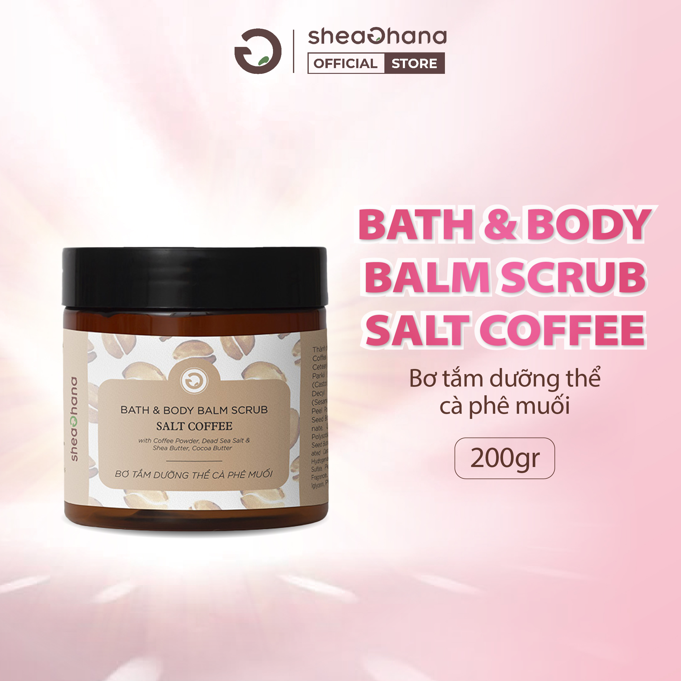 Bơ tắm dưỡng thể cà phê muối SheaGhana Bath & Body Balm Scrub Salt Coffee 200g