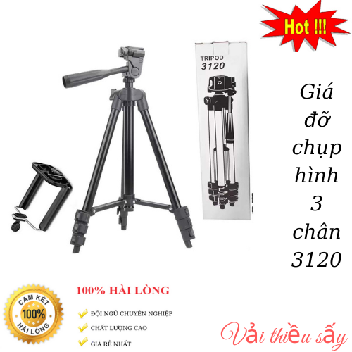 Giá Đỡ Chụp Hình Tripod 3 Chân 3120 + Đầu Kẹp Cao Cấp