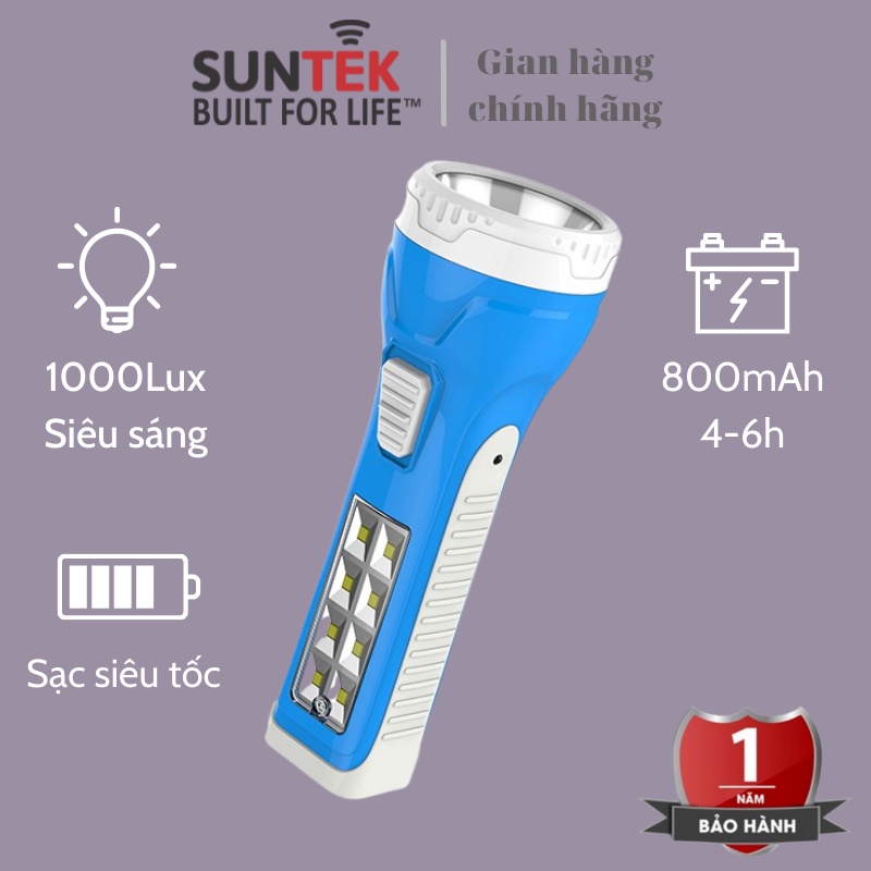 Đèn pin sạc 2in1 suntek km-8796 - công suất 5w | 1000lumen siêu sáng | chiếu sáng 6 giờ - bảo hành chính hãng 1 năm