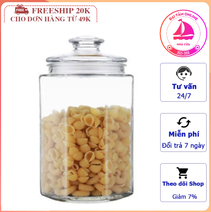 Hũ thủy tinh đựng gia vị lục giác 2000ml tiện lợi