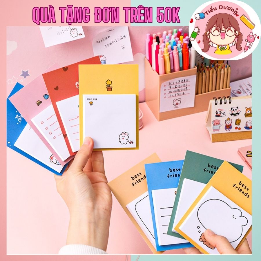 Giấy Note Ghi Chú Cartoon Hình Gấu Thỏ Trắng Cute Dễ Thương