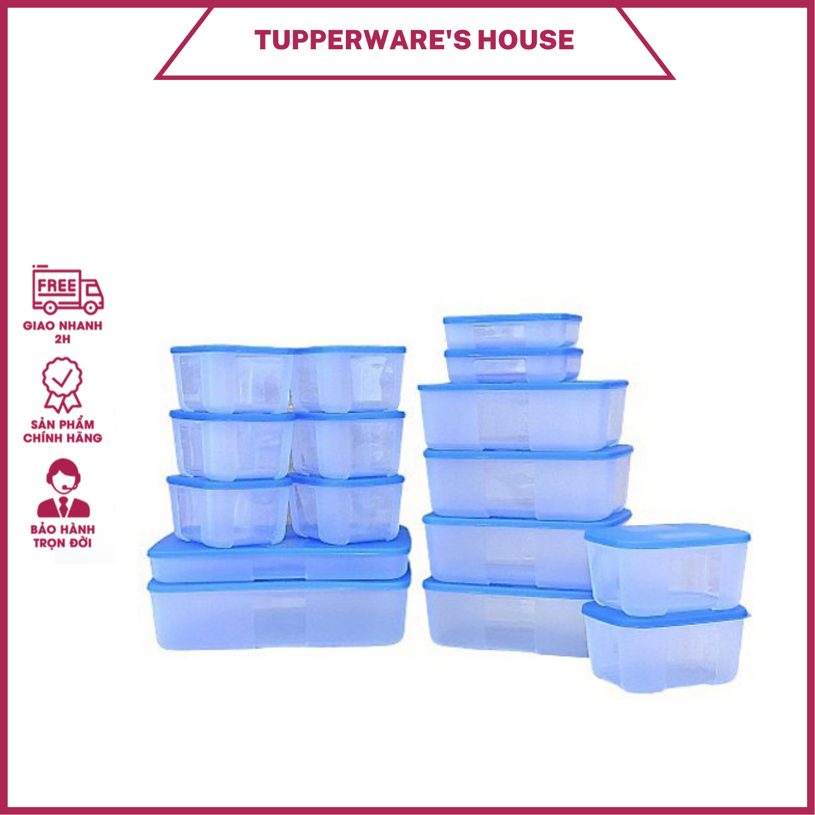 Hộp trữ đông Tupperware lẻ size nắp màu ngẫu nhiên