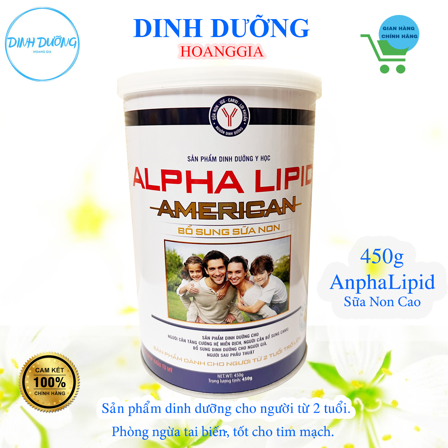 Sữa non Anpha Lipid American Gold 450g - Vietnam24h- Giúp tăng sức đề kháng