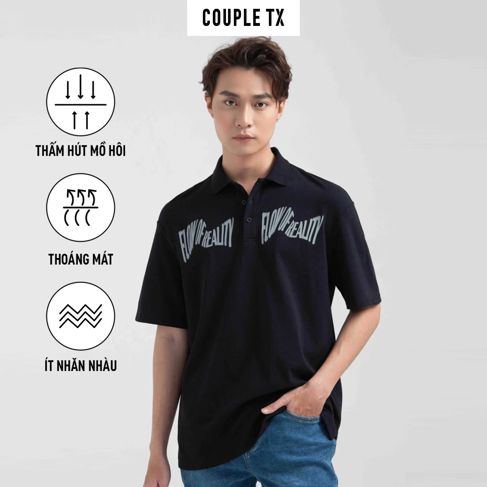 Couple tx - áo polo nam jersey relax fit in typo trước ngực mpo 1025