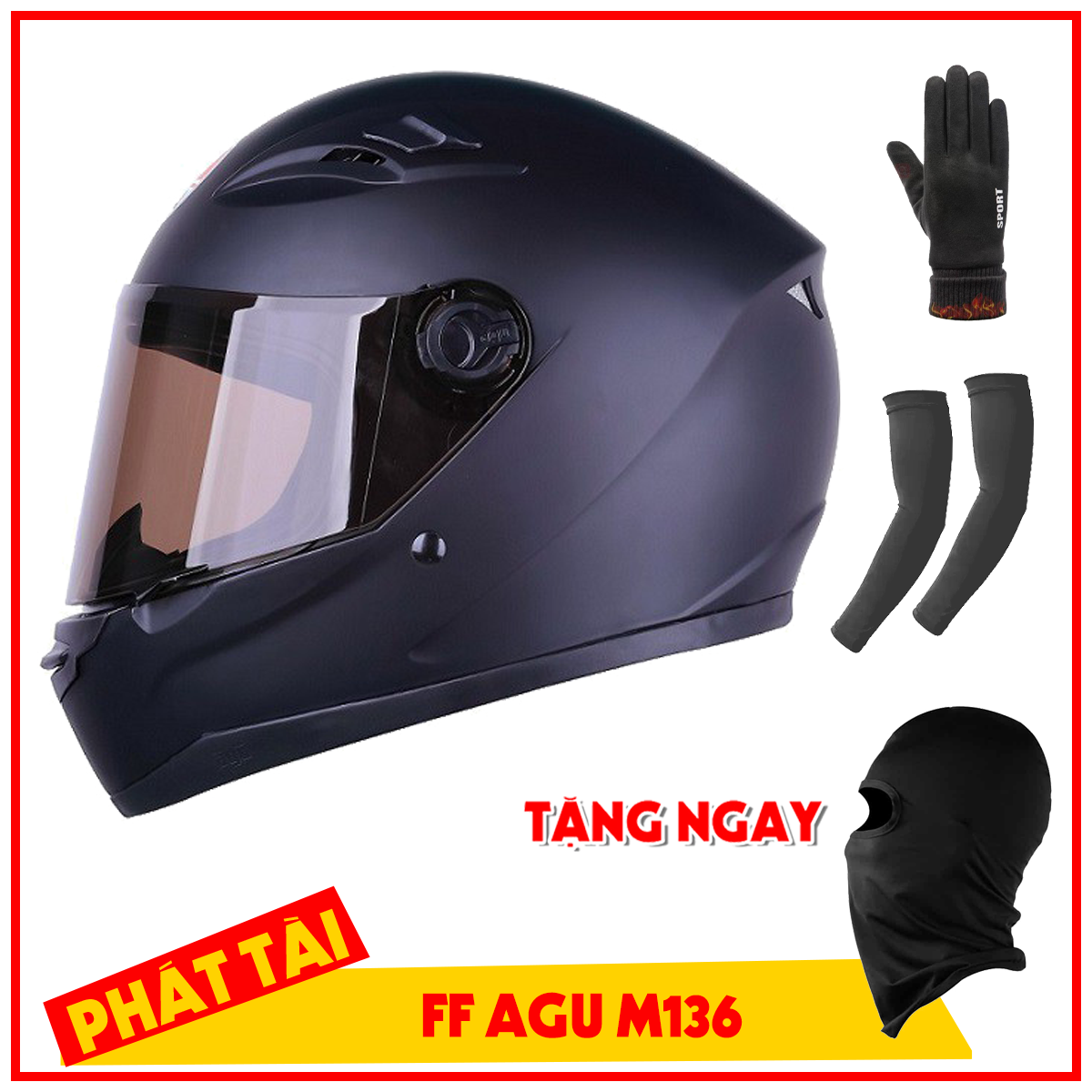 Mũ Bảo Hiểm Fullface AGU MT136 Tem Kiểm Định Quatest 2 (kính khói) + Phụ kiện lái xe,Sản Phẩm Chất Lượng, Gian Hàng Uy Tín, Giá Cả Cực Tốt, Mua Ngay.