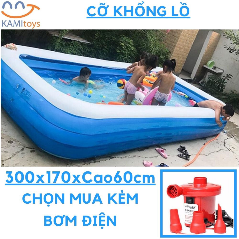 Bể bơi phao cỡ Lớn 300x170xCao60cm Chọn mua kèm Bơm điện hồ thành cao 3 tầng cho trẻ em bé bể bơi hồ bơi áo phao