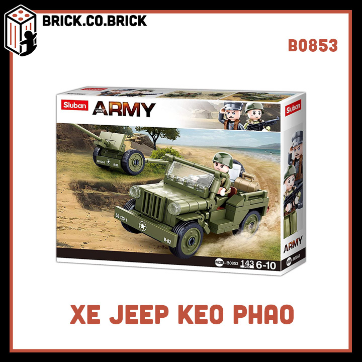 Bộ lắp ráp ww2 quân willys jeep mô hình đồ chơi xe jeep kéo pháo quân đội military jeep tank b0853