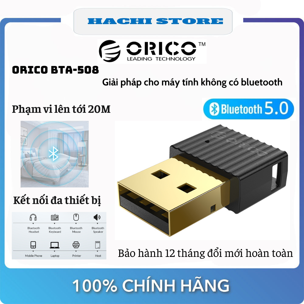 USB Bluetooth 5.0 Orico BTA-508 phạm vi hoạt động lên tới 20M – Hàng Chính Hãng