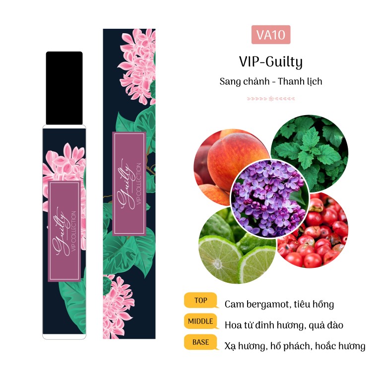 Guilty for Women -Tinh Dầu Nước Hoa Pháp 12ml, quyến rũ, nữ tính. Dạng lăn/xịt