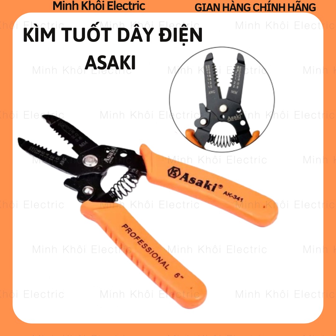 Kìm tuốt dây điện ak-9101, ak-9100, dây cáp tự động đa năng cao cấp asaki, kìm cắt dây,kéo tuốt dây asaki