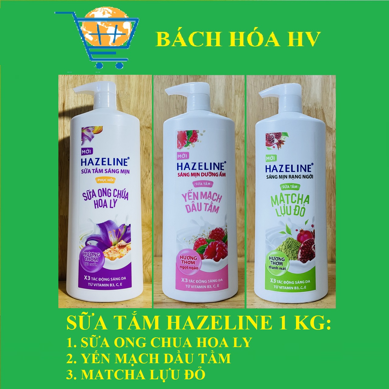Sữa tắm hazeline 1kg - bach hoa hv