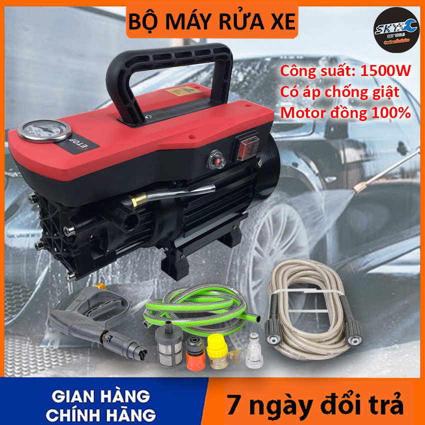 Máy rửa xe - Máy rửa xe gia đình Etop RS1B - Chống tiếng ồn - Công suất 1500W, Máy rửa xe áp lực cao, máy rửa xe mini, máy rửa xe gia đình, may rua xe may, xịt rửa máy lạnh hàng chính hãng ETOP RS1B