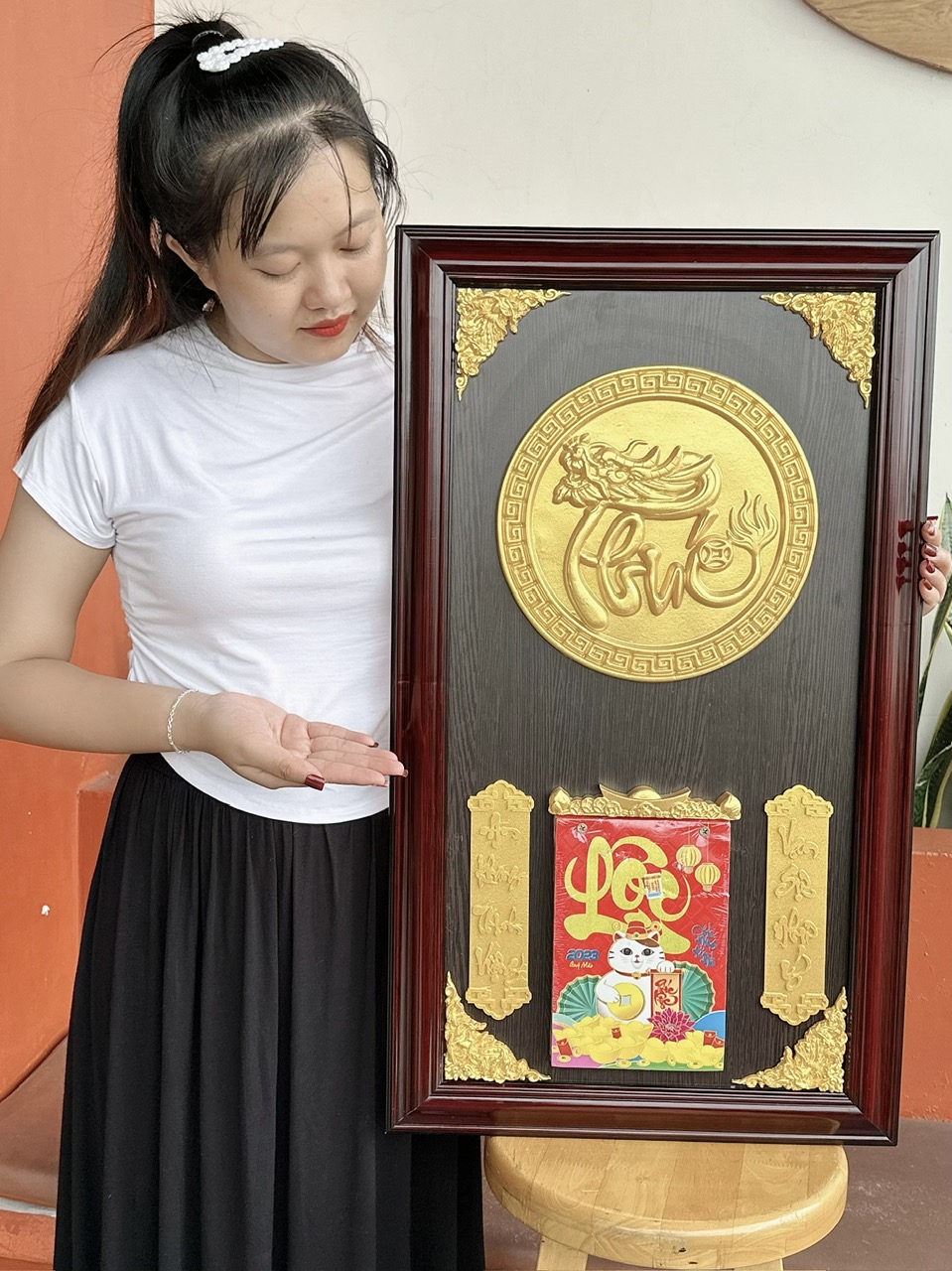 Lịch gỗ treo tường chữ phúc k1