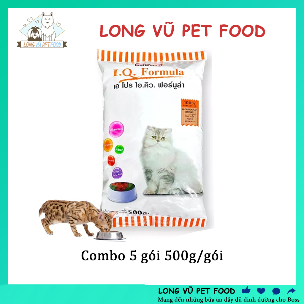 Combo 5 gói Thức ăn cho mèo giá rẻ Apro IQ Formula 500g dành cho mèo mọi lứa tuổi - combo hạt cho mèo cat food - Long Vũ Pet Food