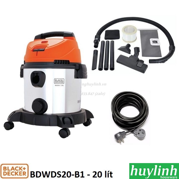 Máy hút bụi khô và ướt black decker bdwds20-b1 - 20 lít