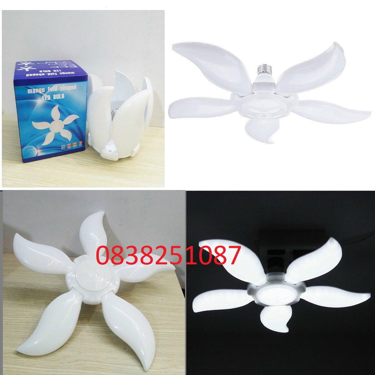 Bóng đèn Led 5 cánh quạt chuẩn 75W siêu sáng, đèn led hình cánh quạt
