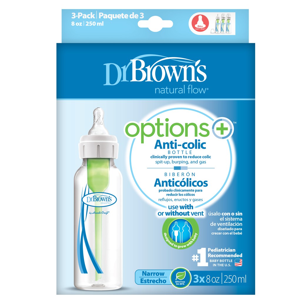 Bình sữa dr brown's option + nhựa cổ chuẩn 250ml shop be dau tay