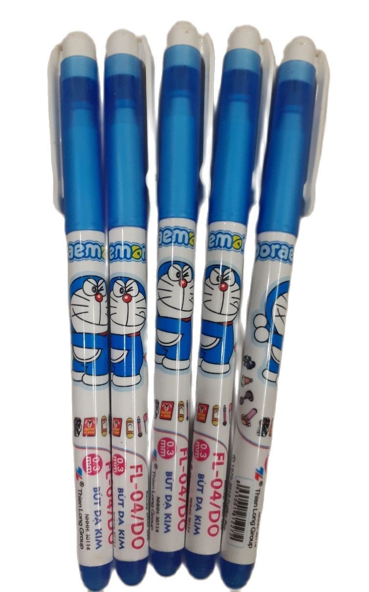 5 Bút Dạ kim Thiên Long Doraemon FL-04/DO - 0.3mm - Màu xanh