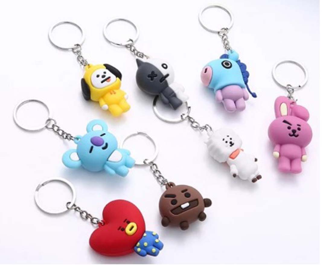 Bộ 8 móc khóa bt21 – bts – móc khóa cao su đặc ruột