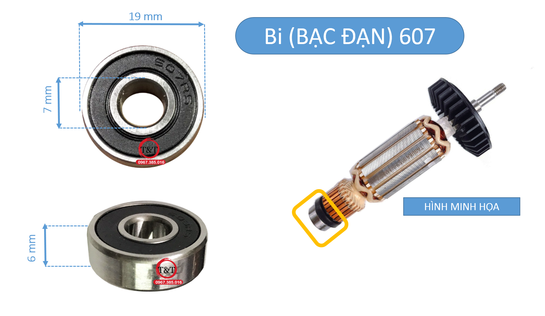 Bạc đạn 607 rbi loại chuyên dùng cho máy cầm tay