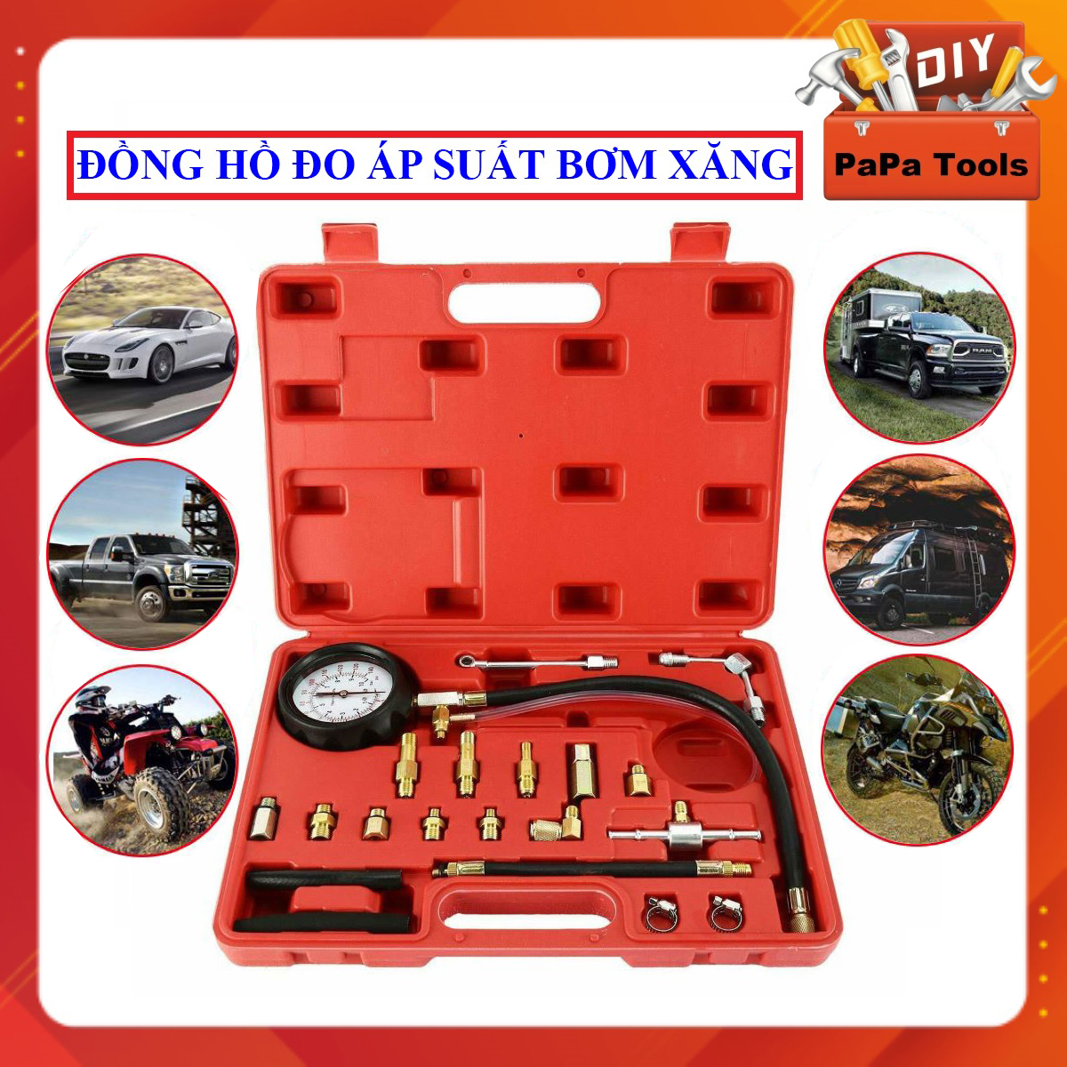 Đồng hồ đo áp suất phun nhiên liệu - bộ đo áp suất bơm xăng 20pc tu-114-papatools