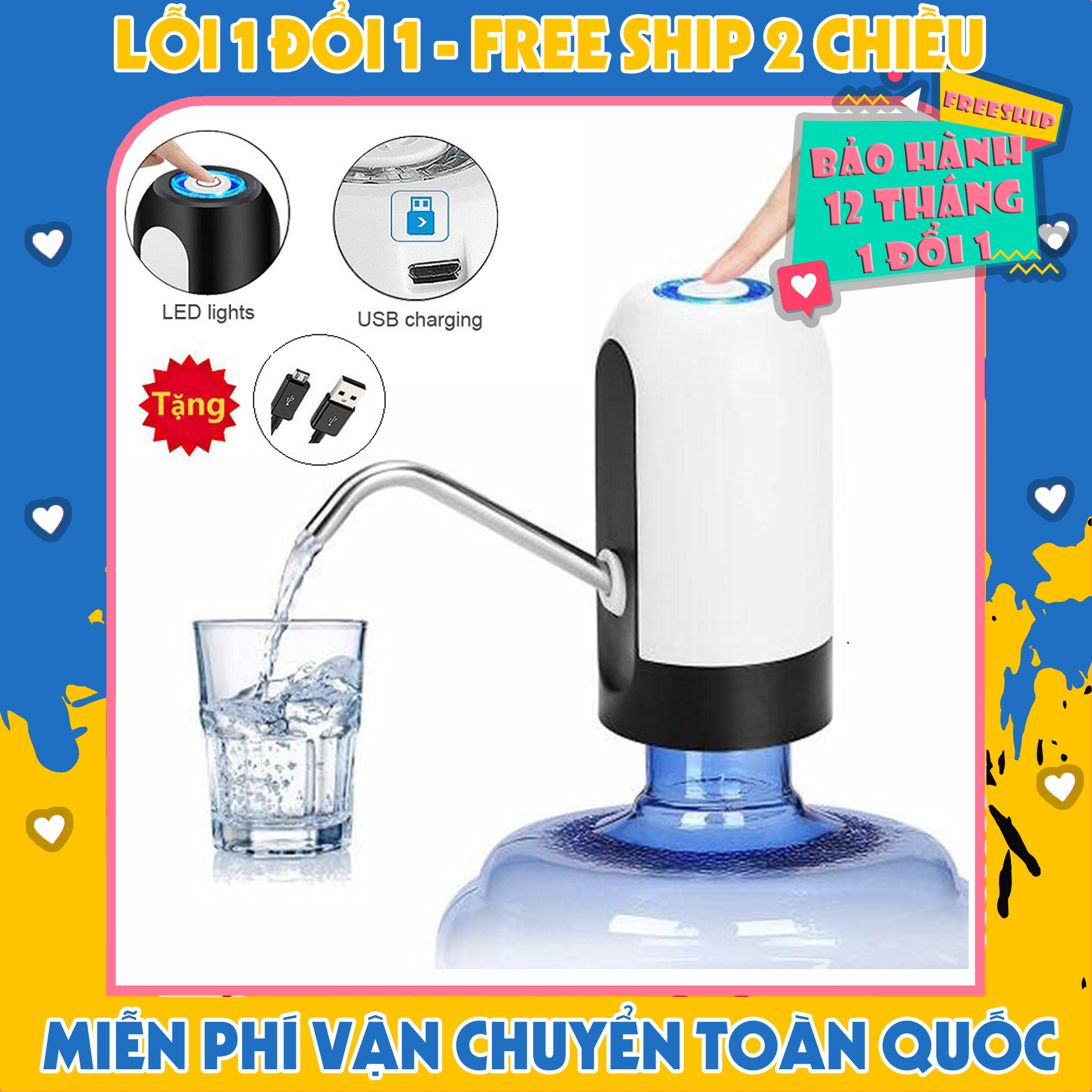 Máy hút nước tự động thông minh mini, Máy bơm nước tự động cho bình nước khoáng,máy hút nước tự động sạc pin