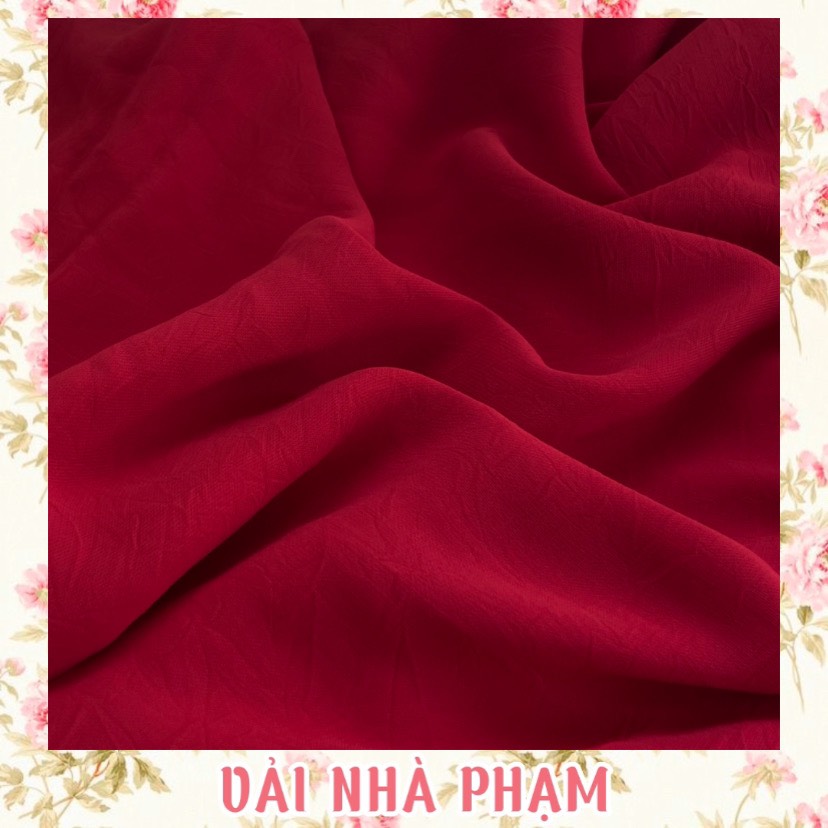 Lụa tằm ý dập gãy màu đỏ huyết - khổ 1.5m- vải nhà phạm
