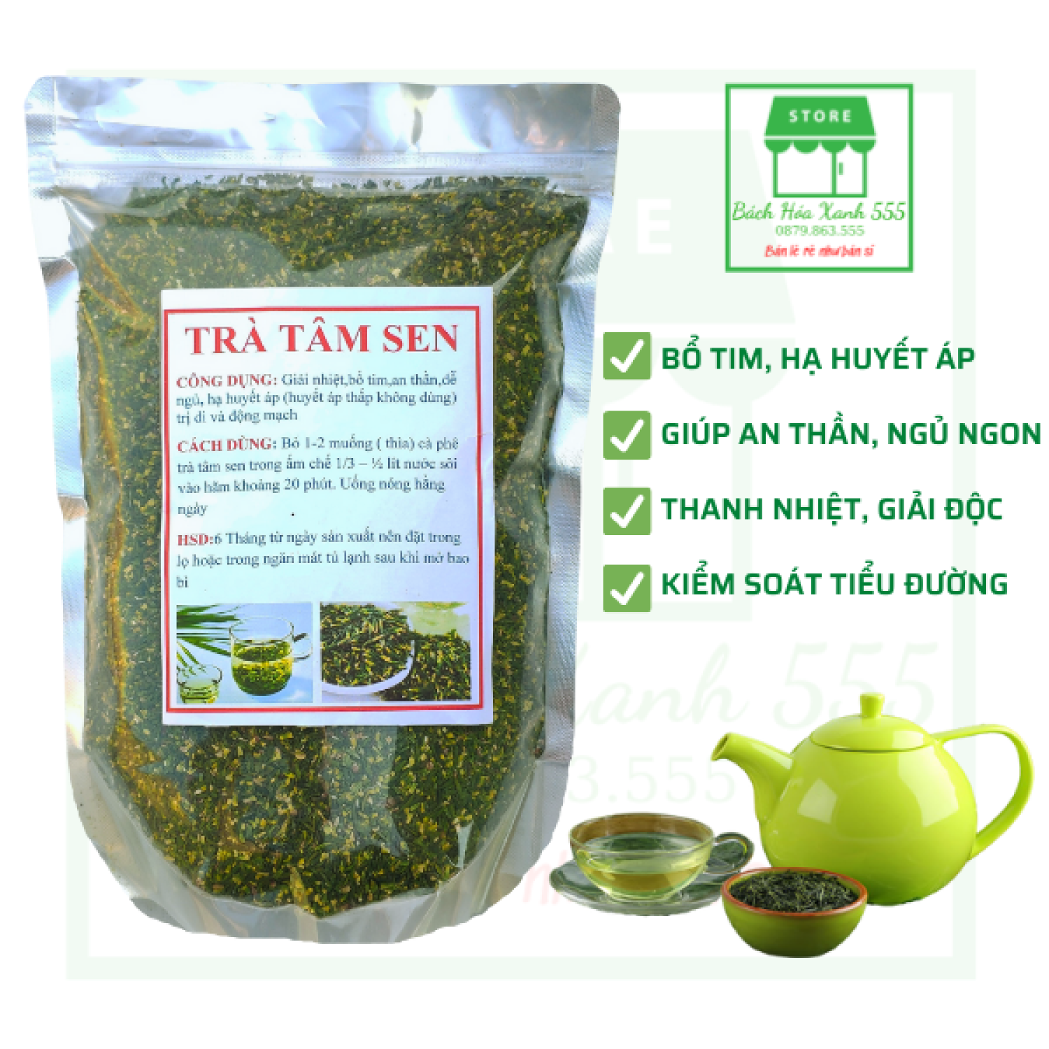 Trà tâm sen khô giúp an thần, ngủ ngon loại đẹp - 1kg
