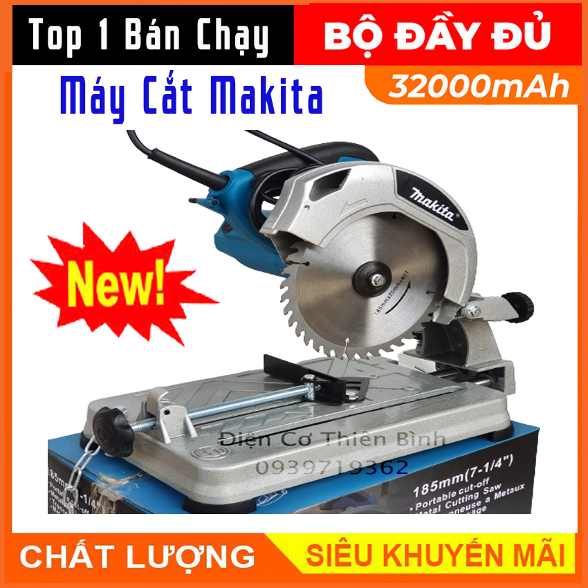 Máy cắt sắt gỗ nhôm đa năng bàn trượt mkt 1200w 185mm tặng lưỡi cưa gỗ và đá cắt