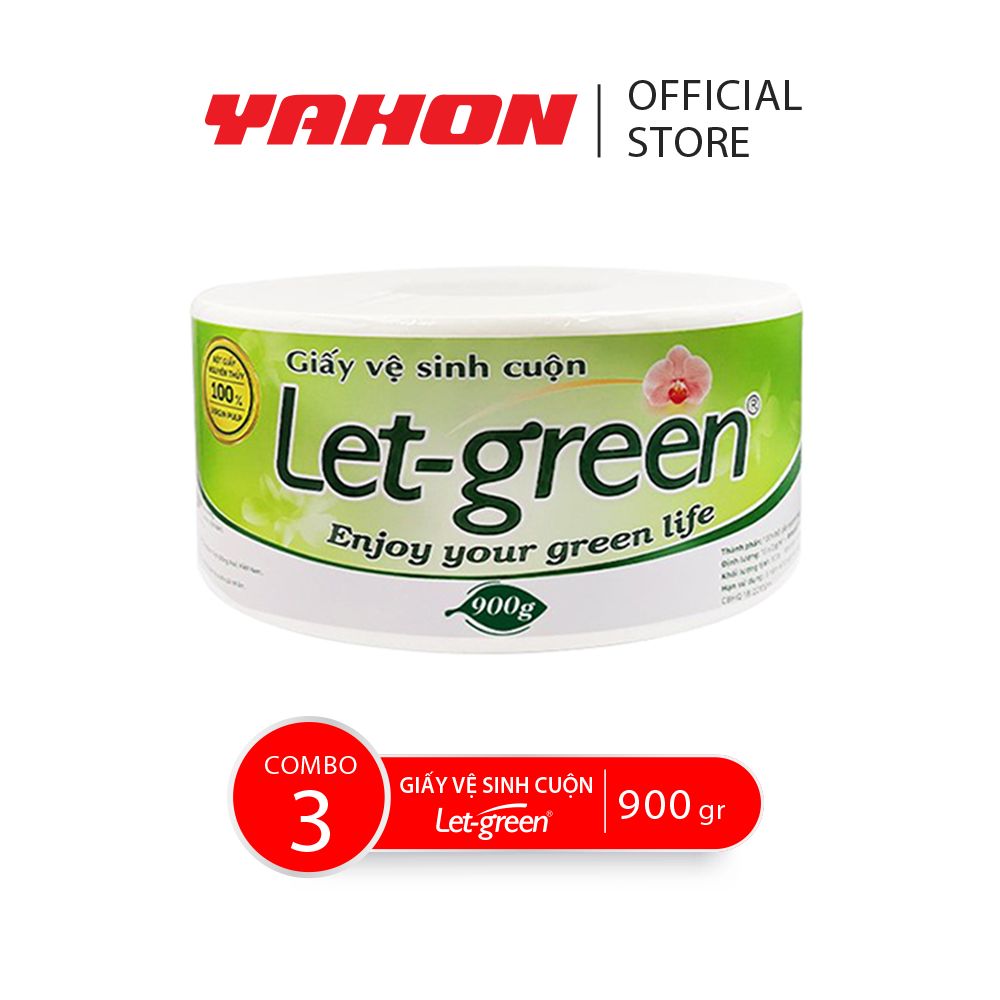 Combo 3 giấy vệ sinh cuộn 10*20cm let-green, 900gr/cuộn
