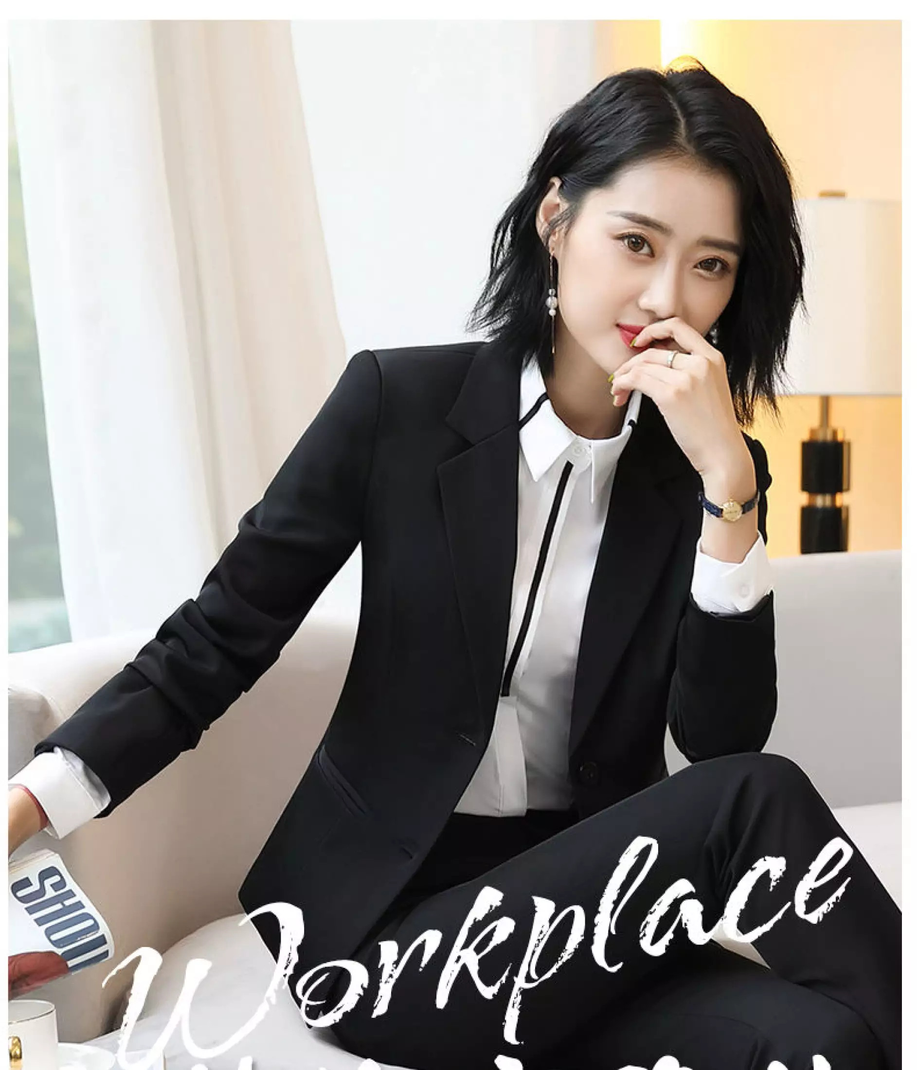 Set bộ vest công sở phong cách Hàn Quốc( không kèm áo trong)