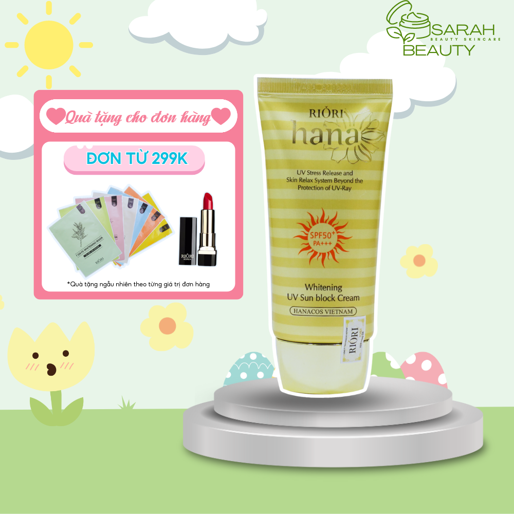 Kem chống nắng riori sunblock dưỡng trắng nâng tone da spf 50+ riori whitening uv sun block cream 50g