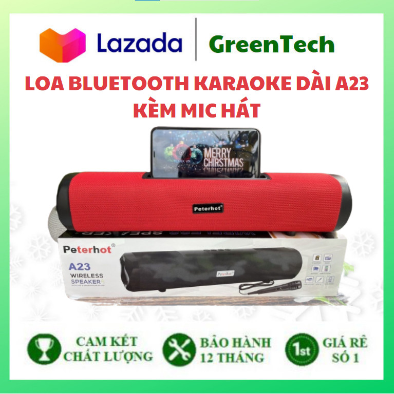 Loa bluetooth karaoke dài a23 kèm mic hát, loa bluetooth bass mạnh, chống nước, kháng bụi, âm thanh sống động, thiết kế sang trọng, lỗi 1 đổi 1